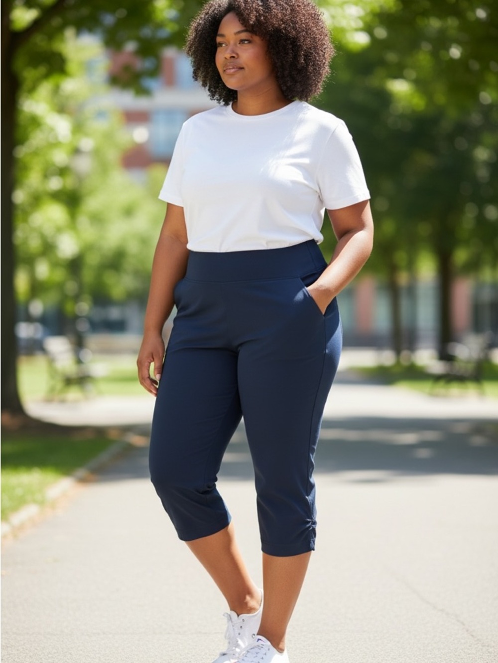 Patagonia Black Mid-Rise Pull-On Capri with Pockets